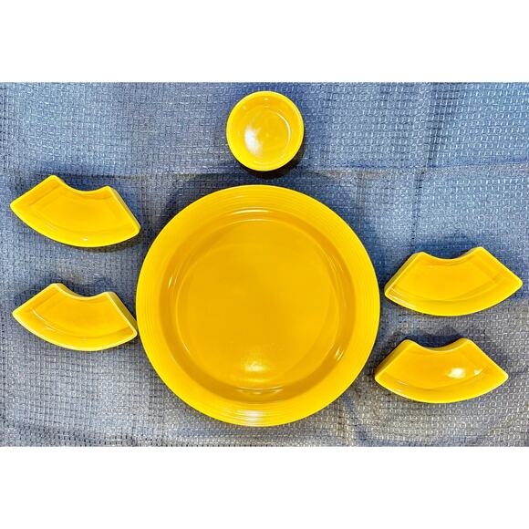 Fiesta Ware Relish Tray Complete Yellow - Picture 5 of 15